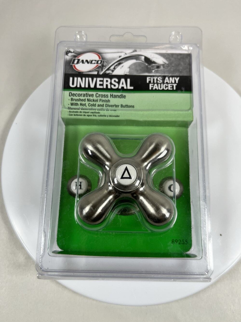 DANCO Decorative Cross Handle 89255 Brushed Nickel Universal Faucet Handle New